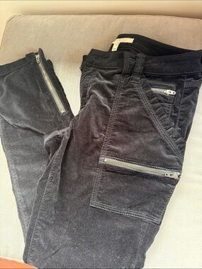 Joie Black Velvet Cargo Pants with Zip Ankles